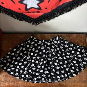 Forever 21 Black Skater Skirt with White Floral Print